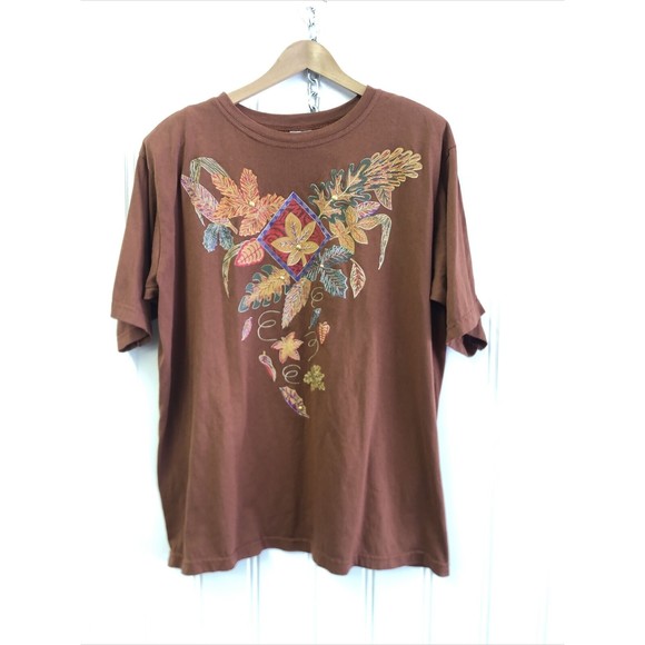 Bobbie Brooks Vintage Fall Embellished Tshirt Xl Made In USA - Picture 1 of 9